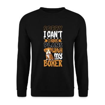 Plans avec mon boxer - Sweat-shirt Unisexe - noir - Devant - Alina (178cm) & Michal (187cm)