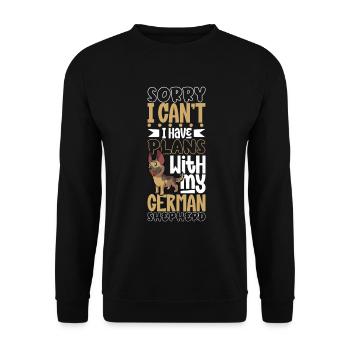 Plans with my German Shepherd - Unisex Sweatshirt - black - Front - Alina (178cm) & Michal (187cm)