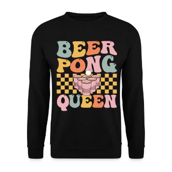 Groovy Beer Pong Girl Player Trinkspiel - Unisex Pullover - Schwarz - Vorne - Alina (178cm) & Michal (187cm)