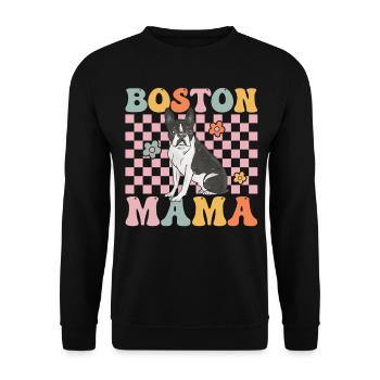 Groovy Boston Terrier Mom - Unisex Sweatshirt - black - Front - Alina (178cm) & Michal (187cm)