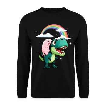 Poisson blob kawaii Trex Tyrannosaurus Rex - Sweat-shirt Unisexe - noir - Devant - Alina (178cm) & Michal (187cm)