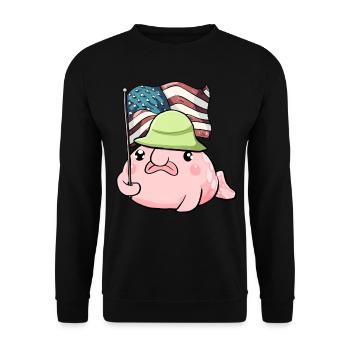 Kawaii patriotique Blobfish 4 juillet drapeau américain - Sweat-shirt Unisexe - noir - Devant - Alina (178cm) & Michal (187cm)