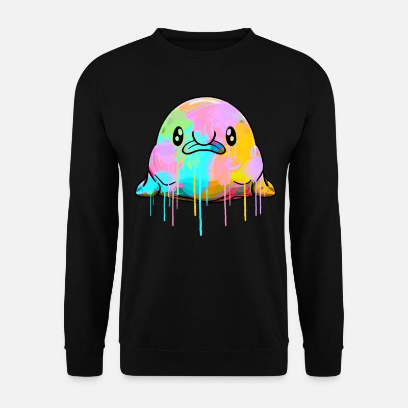 Kawaii Blobfisch tropft Farbe - Unisex Pullover - Schwarz