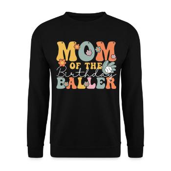 Groovy Baseball Mom - Unisex Pullover - Schwarz - Vorne - Alina (178cm) & Michal (187cm)
