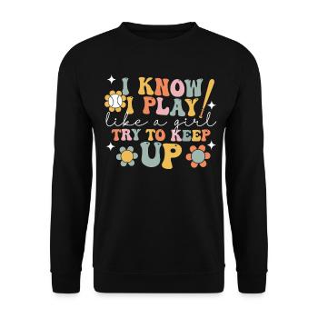 Groovy Baseball Fille Joueuse - Sweat-shirt Unisexe - noir - Devant - Alina (178cm) & Michal (187cm)