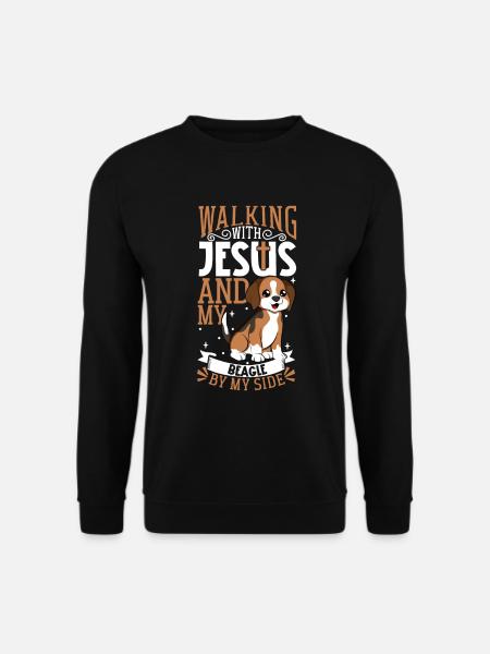 Jesus and Dog - Beagle - Unisex Sweatshirt - black
