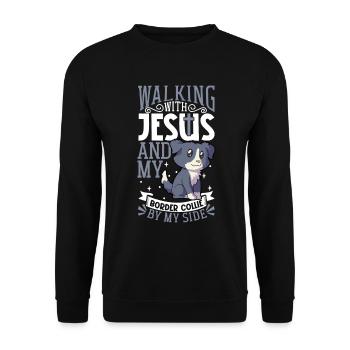 Jésus et le chien - Border Collie - Sweat-shirt Unisexe - noir - Devant - Alina (178cm) & Michal (187cm)