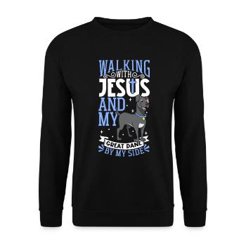 Jésus et le chien - Dogue allemand - Sweat-shirt Unisexe - noir - Devant - Alina (178cm) & Michal (187cm)