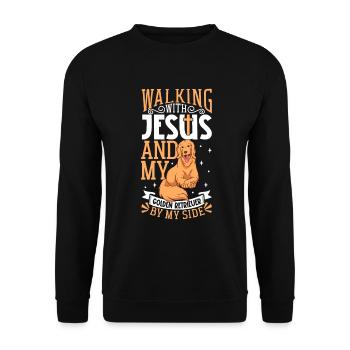 Jesus and Dog - Golden Retriever - Unisex Sweatshirt - black - Front - Alina (178cm) & Michal (187cm)