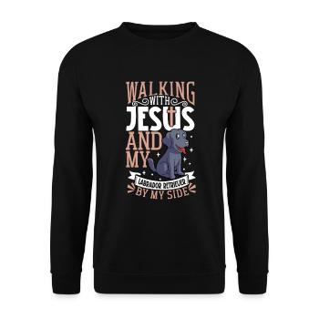 Jesus and Dog - Labrador Retriever - Unisex Sweatshirt - black - Front - Alina (178cm) & Michal (187cm)