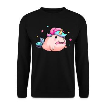 Lustiger Blobfisch Einhorn - Unisex Pullover - Schwarz - Vorne - Alina (178cm) & Michal (187cm)