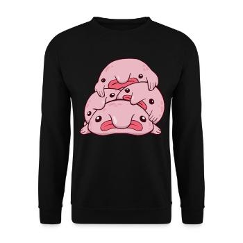 Kawaii Blobfish Pile - Unisex Sweatshirt - black - Front - Alina (178cm) & Michal (187cm)