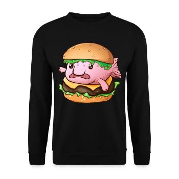 Hamburger de poisson Blob drôle - Sweat-shirt Unisexe - noir - Devant - Alina (178cm) & Michal (187cm)