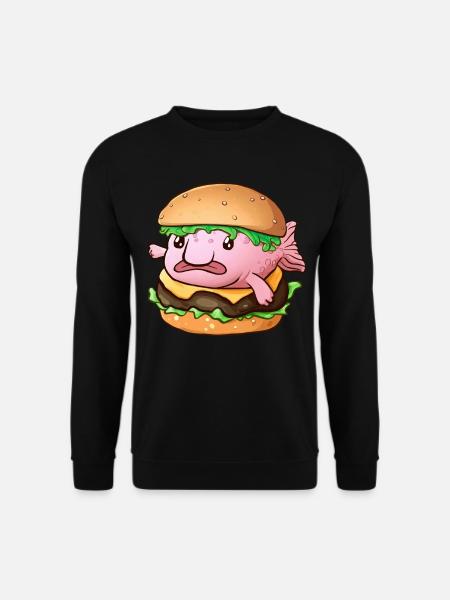 Lustiger Blobfisch-Hamburger - Unisex Pullover - Schwarz
