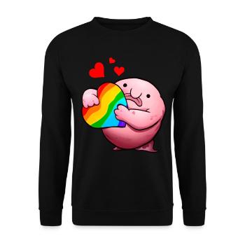 Blobfisch LGBTQ-Stolz Regenbogen - Unisex Pullover - Schwarz - Vorne - Alina (178cm) & Michal (187cm)