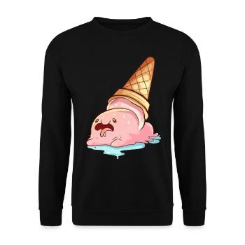 Kawaii Blobfish Melting Ice Cream - Unisex Sweatshirt - black - Front - Alina (178cm) & Michal (187cm)