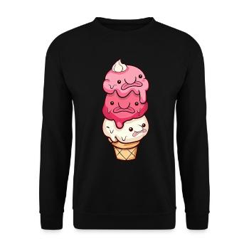 Crème glacée Kawaii Blobfish - Sweat-shirt Unisexe - noir - Devant - Alina (178cm) & Michal (187cm)