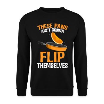 Funny Pancake Maker - Unisex Sweatshirt - black - Front - Alina (178cm) & Michal (187cm)