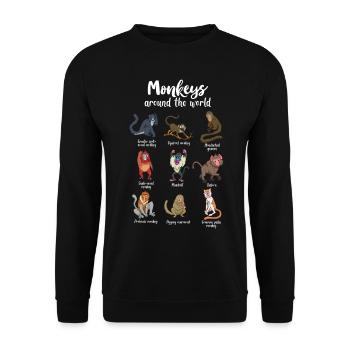 De nombreuses espèces de singes - singes du monde - Sweat-shirt Unisexe - noir - Devant - Alina (178cm) & Michal (187cm)