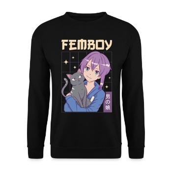 Femboy Crossdressing Crossdresser MTF Anime - Unisex Sweatshirt - black - Front - Alina (178cm) & Michal (187cm)