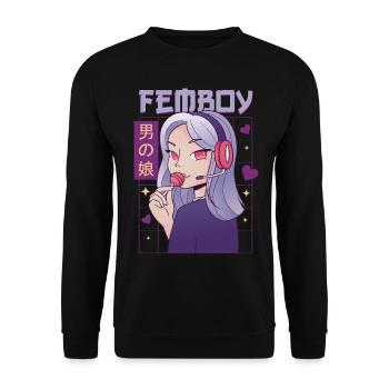 Femboy Crossdressing Crossdresser MTF Anime - Unisex Sweatshirt - black - Front - Alina (178cm) & Michal (187cm)