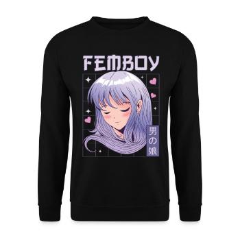 Femboy Crossdressing Crossdresser MTF Anime - Unisex Sweatshirt - black - Front - Alina (178cm) & Michal (187cm)