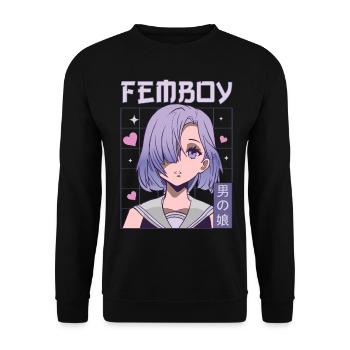 Femboy Crossdressing Crossdresser MTF Anime - Unisex Sweatshirt - black - Front - Alina (178cm) & Michal (187cm)