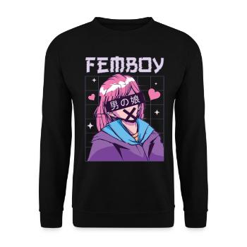 Femboy Crossdressing Crossdresser MTF Anime - Unisex Sweatshirt - black - Front - Alina (178cm) & Michal (187cm)