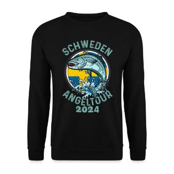 Angeltrip Schweden 2024 Geschenkidee - Unisex Pullover - Schwarz - Vorne - Alina (178cm) & Michal (187cm)
