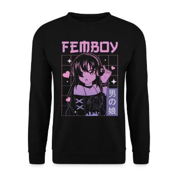 Femboy Crossdressing Crossdresser MTF Anime - Unisex Sweatshirt - black - Front - Alina (178cm) & Michal (187cm)