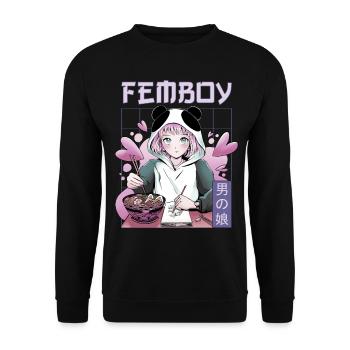 Femboy Crossdressing Crossdresser MTF Anime - Unisex Sweatshirt - black - Front - Alina (178cm) & Michal (187cm)