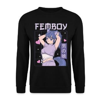 Femboy Crossdressing Crossdresser MTF Anime - Unisex Sweatshirt - black - Front - Alina (178cm) & Michal (187cm)