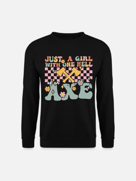 Groovy Axtwerfendes Mädchen - Unisex Pullover - Schwarz