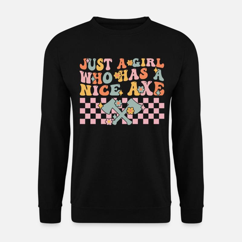 Groovy Axtwerfendes Mädchen - Unisex Pullover - Schwarz