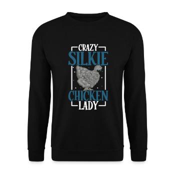 Crazy Silkie Chicken Lady - Silky Chicken - Unisex Sweatshirt - black - Front - Alina (178cm) & Michal (187cm)