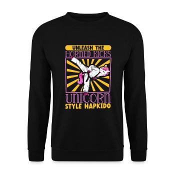 La licorne fait de l’Hapkido - Sweat-shirt Unisexe - noir - Devant - Alina (178cm) & Michal (187cm)