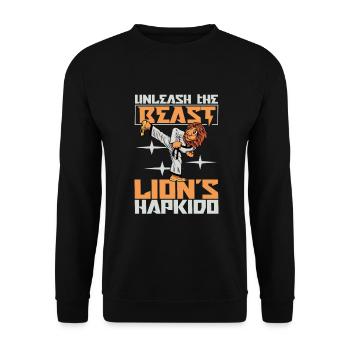 Le Lion fait de l’Hapkido - Sweat-shirt Unisexe - noir - Devant - Alina (178cm) & Michal (187cm)