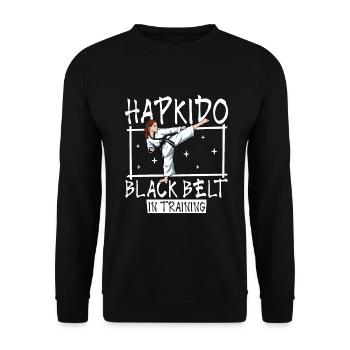 Ceinture noire en préparation - Hapkido - Sweat-shirt Unisexe - noir - Devant - Alina (178cm) & Michal (187cm)