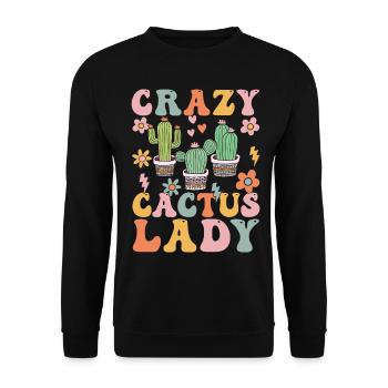 Groovy Cactus Girl Sukkulente Pflanze - Unisex Pullover - Schwarz - Vorne - Alina (178cm) & Michal (187cm)