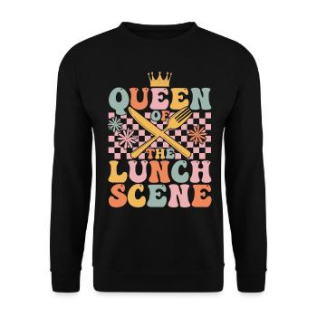 Groovy Cafeteria Worker Lunch Lady - Unisex Sweatshirt - black - Front - Alina (178cm) & Michal (187cm)