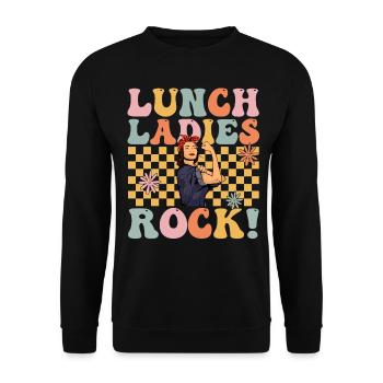 Groovy Cafeteria Worker Lunch Lady - Unisex Sweatshirt - black - Front - Alina (178cm) & Michal (187cm)