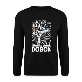 Ne sous-estimez jamais un garçon dans le Hapkido - Sweat-shirt Unisexe - noir - Devant - Alina (178cm) & Michal (187cm)