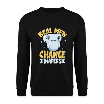 Real men change diapers - Unisex Sweatshirt - black - Front - Alina (178cm) & Michal (187cm)
