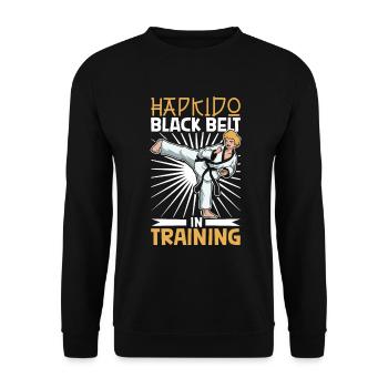Ceinture noire en préparation - Hapkido - Sweat-shirt Unisexe - noir - Devant - Alina (178cm) & Michal (187cm)