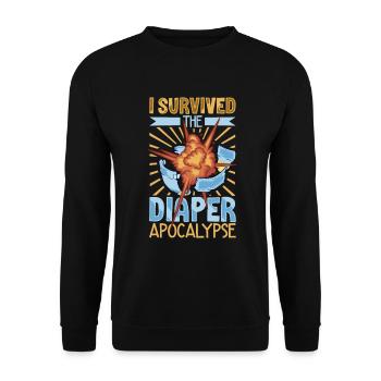 Diaper Apocalypse Survivor - Diaper Changing - Unisex Sweatshirt - black - Front - Alina (178cm) & Michal (187cm)