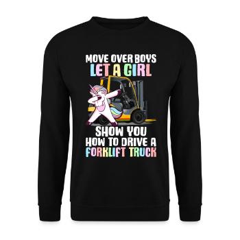 Forklift Driver Girl - Unisex Sweatshirt - black - Front - Alina (178cm) & Michal (187cm)