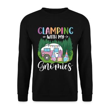 Glamper Gnom Gartenarbeit - Unisex Pullover - Schwarz - Vorne - Alina (178cm) & Michal (187cm)