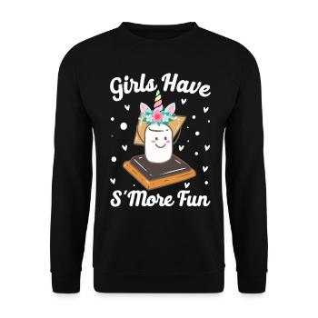 Lustige Smores Camping Mädchen - Unisex Pullover - Schwarz - Vorne - Alina (178cm) & Michal (187cm)