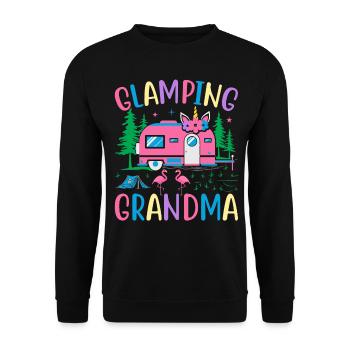 Weiblicher Glamper Wohnmobil Wohnwagen - Unisex Pullover - Schwarz - Vorne - Alina (178cm) & Michal (187cm)