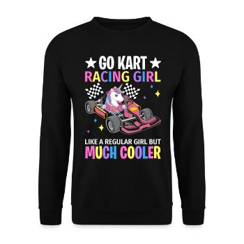 Weibliche Go Kart-Rennfahrerin Go Karting Girl - Unisex Pullover - Schwarz - Vorne - Alina (178cm) & Michal (187cm)